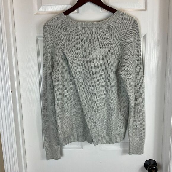 Madewell Province Gray Size M Cross Slit Back Pullover Crew Neck Cozy Sweater N3 - Picture 6 of 12